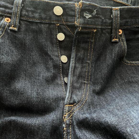 Levis 501 Jeans Men's 30 x 31 Dark Denim Wash Button Fly Straight Leg LOT/2 - Picture 11 of 16